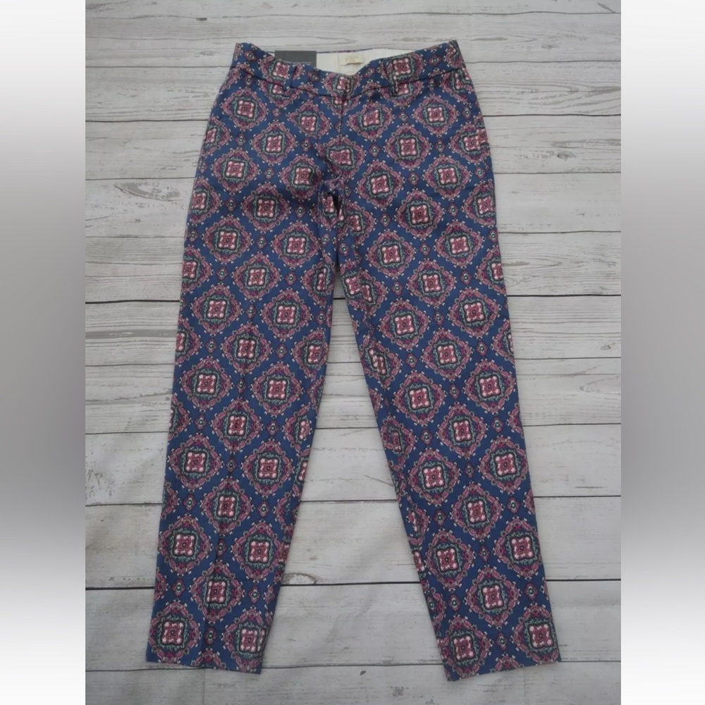J. Crew Skimmer Pants Size 00 City Fit Blue Paisley